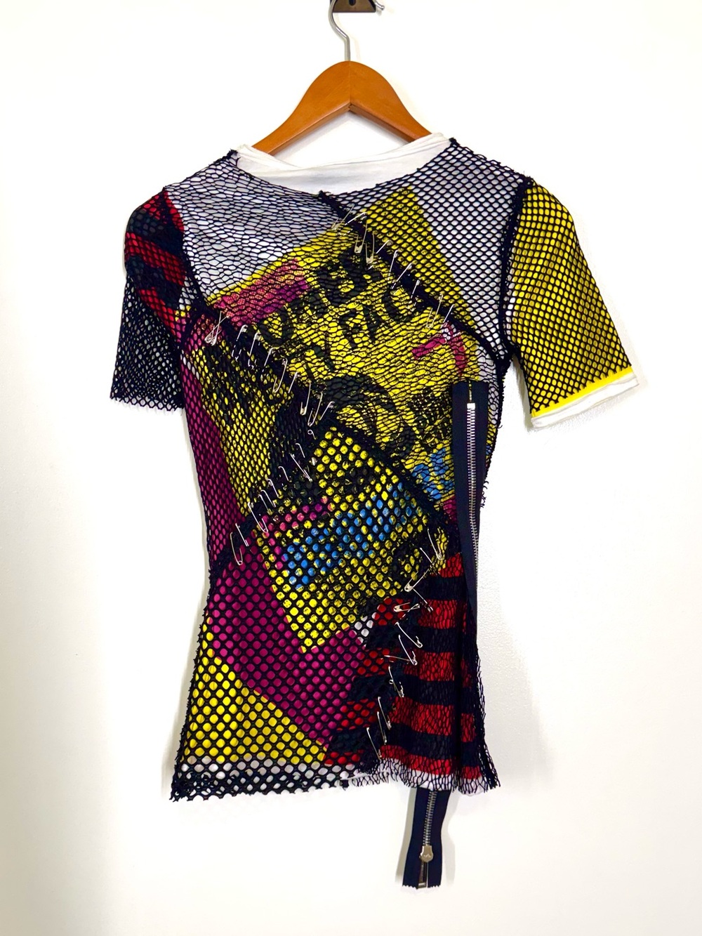 NWT - DSQUARED Green Yellow Black Mesh-Detail T-Shirt XS Luxury High Fashion - Picture 3 of 14